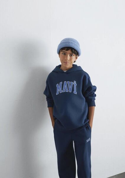MAVİ BASKILI ERKEK ÇOCUK KAPÜŞONLU SWEATSHIRT