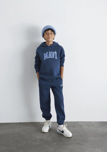 MAVİ BASKILI ERKEK ÇOCUK KAPÜŞONLU SWEATSHIRT