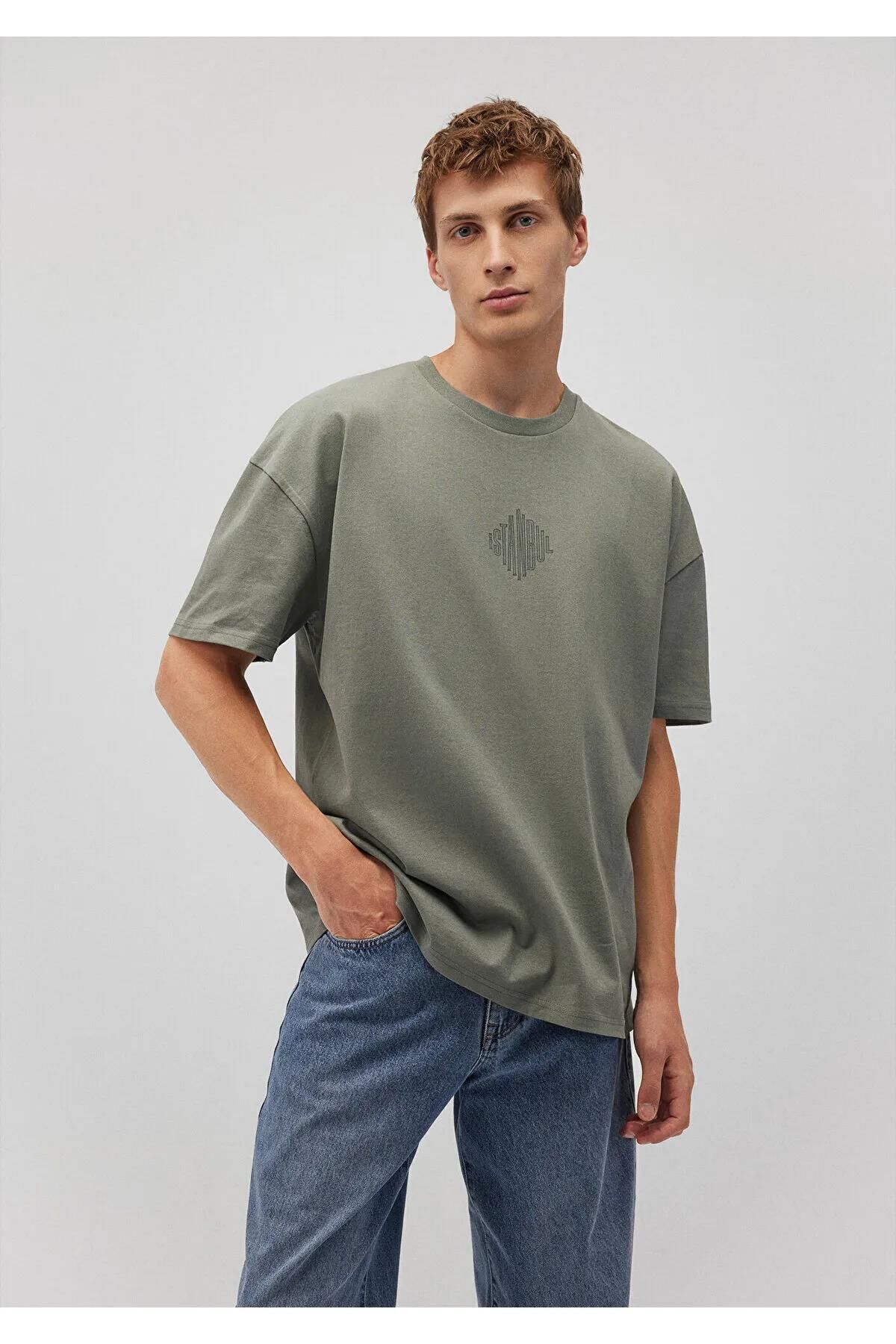 MAVİ ISTANBUL BASKILI TİŞÖRT ERKEK GRAFİK T-SHIRT