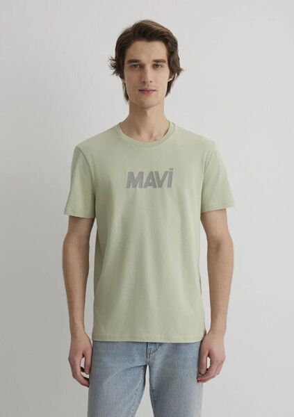 MAVİ BASKILI ERKEK LOGO T-SHIRT