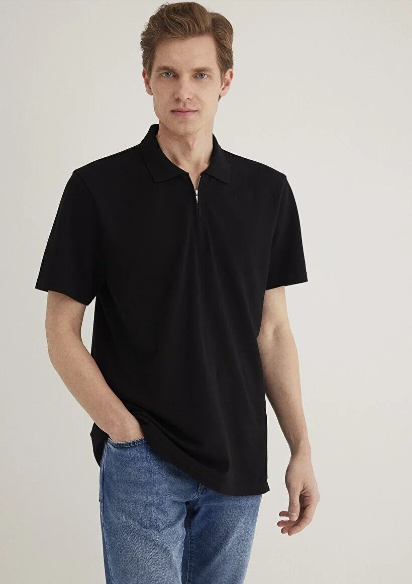 MAVİ HALF ZIP POLO ERKEK POLO T-SHIRT