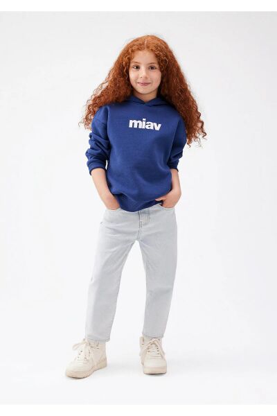 MAVİ MIAV BASKILI ERKEK ÇOCUK KAPÜŞONLU SWEATSHIRT