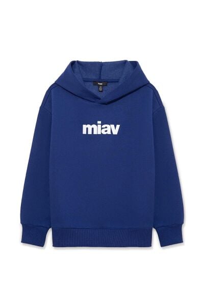 MAVİ MIAV BASKILI KAPÜŞONLU SWEATSHIRT ERKEK ÇOCUK SWEATSHIRT