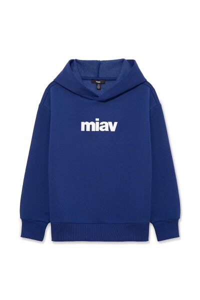 MAVİ MIAV BASKILI ERKEK ÇOCUK KAPÜŞONLU SWEATSHIRT
