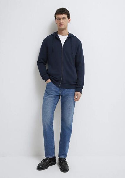 MAVİ KAPÜŞONLU FULL ZIP ERKEK SWEATSHIRT