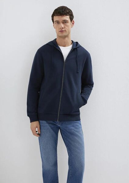 MAVİ KAPÜŞONLU FULL ZIP ERKEK SWEATSHIRT