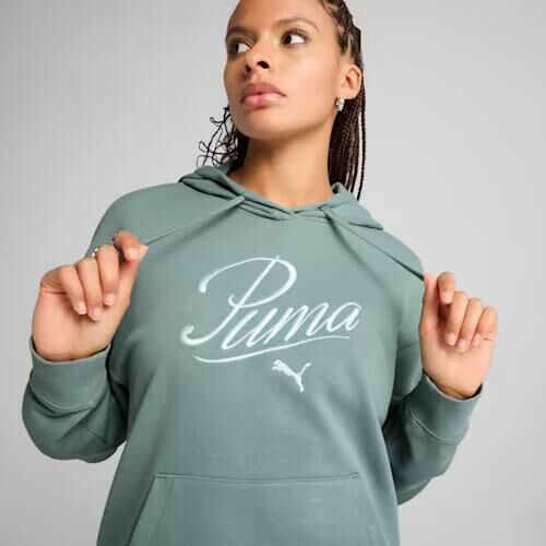 PUMA SCRIPT COMFORT HOODİE GREEN MOON KADIN KAPÜŞONLU SWEATSHIRT