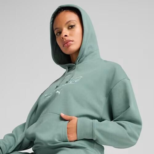 PUMA SCRIPT COMFORT HOODİE GREEN MOON KADIN KAPÜŞONLU SWEATSHIRT