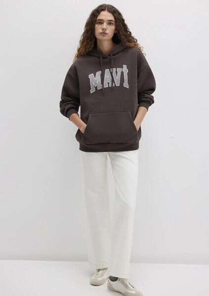 MAVİ LOGO KAPÜŞONLU SWEATSHIRT KADIN KAPÜŞONLU SWEATSHIRT