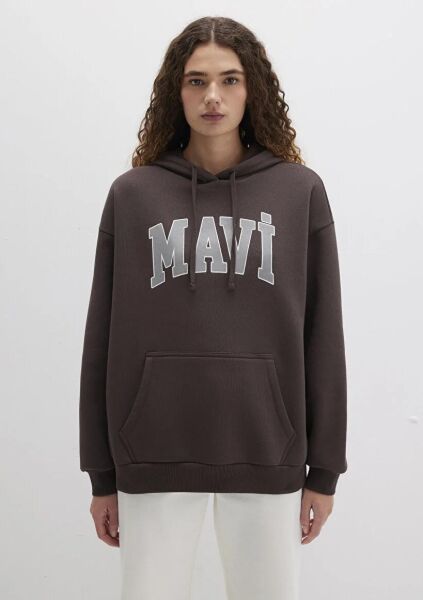 MAVİ  LOGO KAPÜŞONLU SWEATSHIRT KADIN SWEATSHIRT