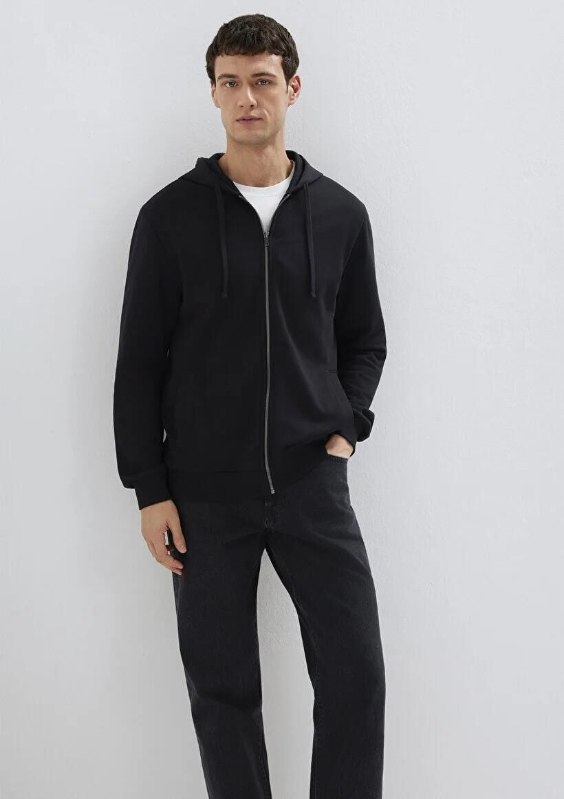 MAVİ KAPÜŞONLU FULL ZIP ERKEK KAPÜŞONLU SWEATSHIRT
