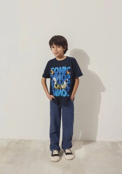 MAVİ SONIC BASKILI TİŞÖRT ERKEK ÇOCUK PROJE, LİSANS T-SHIRT