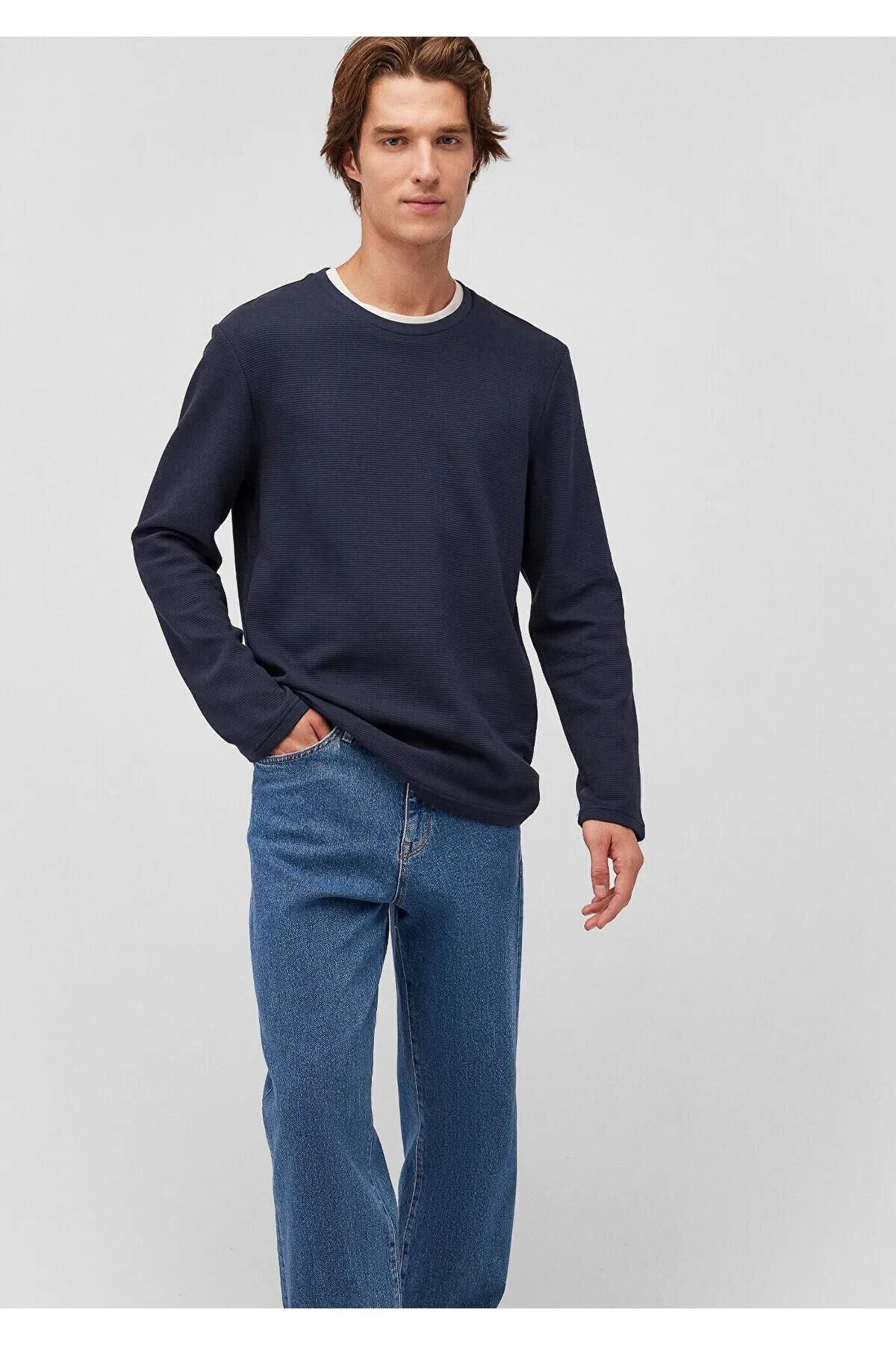 MAVİ UZUN KOL PENYE ERKEK KISA KOL T-SHIRT