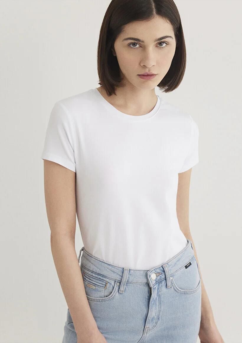 MAVİ YUVARLAK YAKA BASIC TİŞÖRT KADIN BASIC, SEMI BASIC