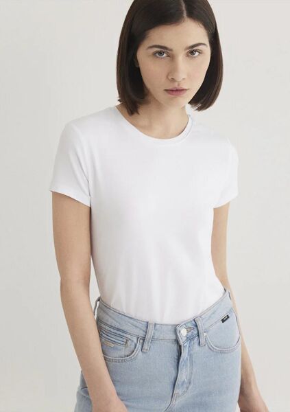 MAVİ YUVARLAK YAKA BASIC TİŞÖRT KADIN BASIC, SEMI BASIC