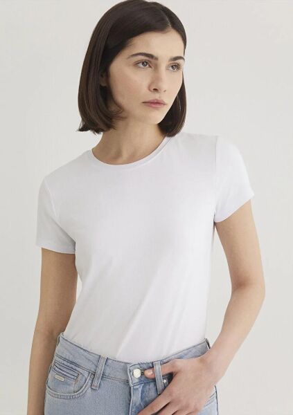 MAVİ YUVARLAK YAKA BASIC TİŞÖRT KADIN BASIC, SEMI BASIC