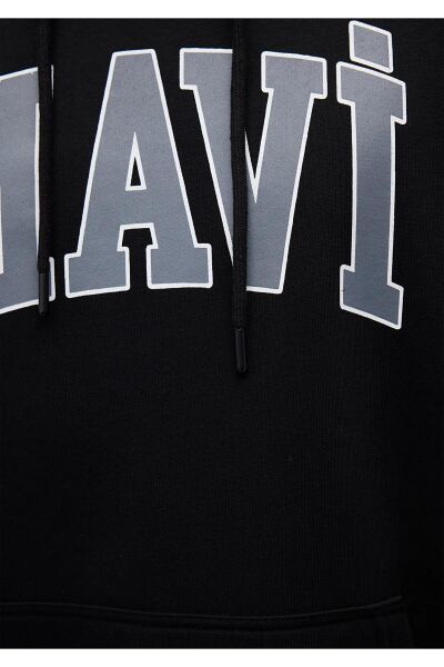 MAVİ BASKILI ERKEK KAPÜŞONLU SWEATSHIRT