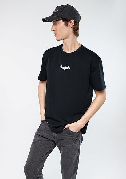 MAVİ BATMAN REFLEKTÖR BASKILI TİŞÖRT ERKEK PROJE, LİSANS T-SHIRT