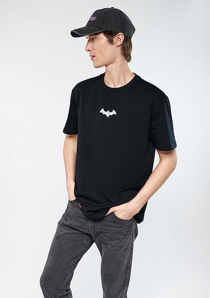MAVİ BATMAN REFLEKTÖR BASKILI TİŞÖRT ERKEK PROJE, LİSANS T-SHIRT