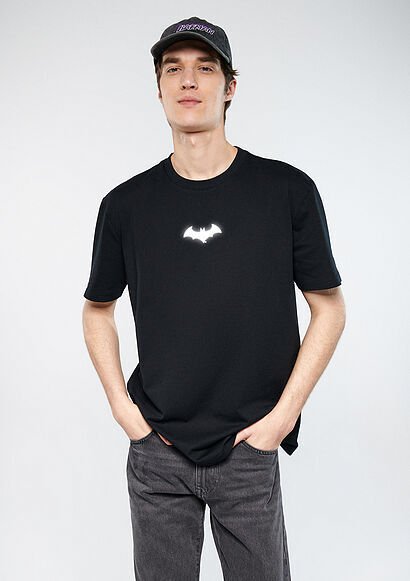 MAVİ BATMAN REFLEKTÖR BASKILI TİŞÖRT ERKEK PROJE, LİSANS T-SHIRT