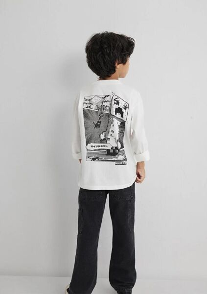 MAVİ MINECRAFT BASKILI UK ERKEK ÇOCUK PROJE, LİSANS T-SHIRT