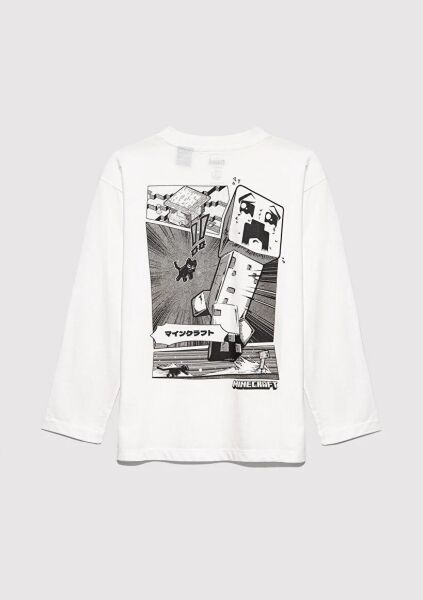 MAVİ MINECRAFT BASKILI UK TİŞÖRT ERKEK ÇOCUK PROJE, LİSANS T-SHIRT