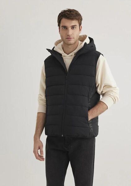 MAVİ KAPÜŞONLU ERKEK YELEK