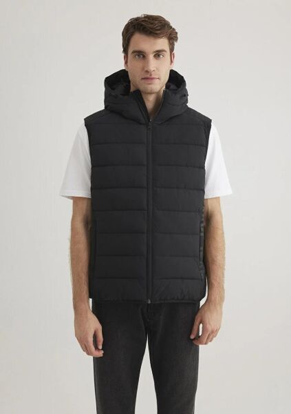 MAVİ KAPÜŞONLU ERKEK YELEK