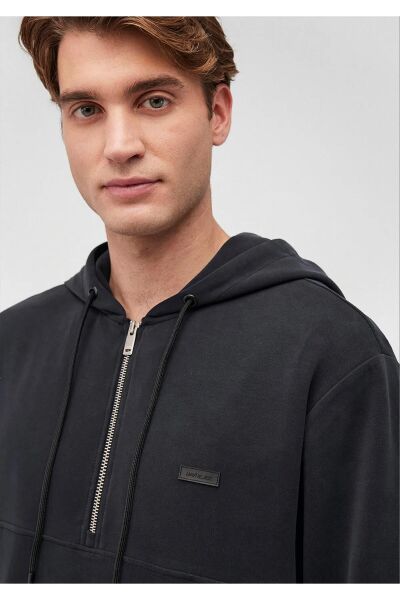 MAVİ KAPÜŞONLU FERMUARLI SWEATSHIRT ERKEK SWEATSHIRT