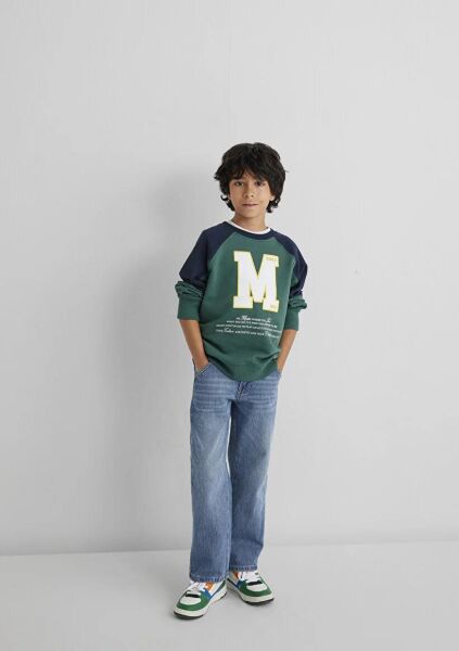 MAVİ M BASKILI ERKEK ÇOCUK 0 YAKA SWEATSHIRT