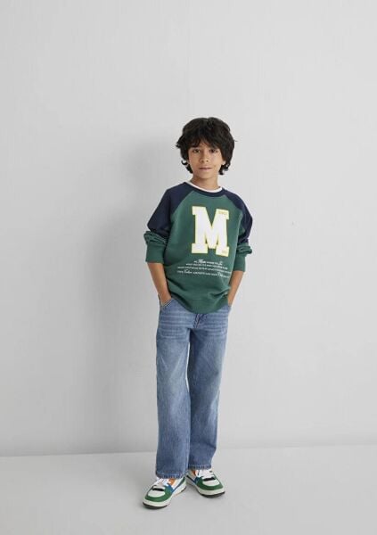 MAVİ M BASKILI ERKEK ÇOCUK 0 YAKA SWEATSHIRT