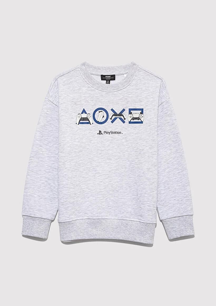 MAVİ PS PLAYSTATION BASKILI ERKEK ÇOCUK 0 YAKA SWEATSHIRT