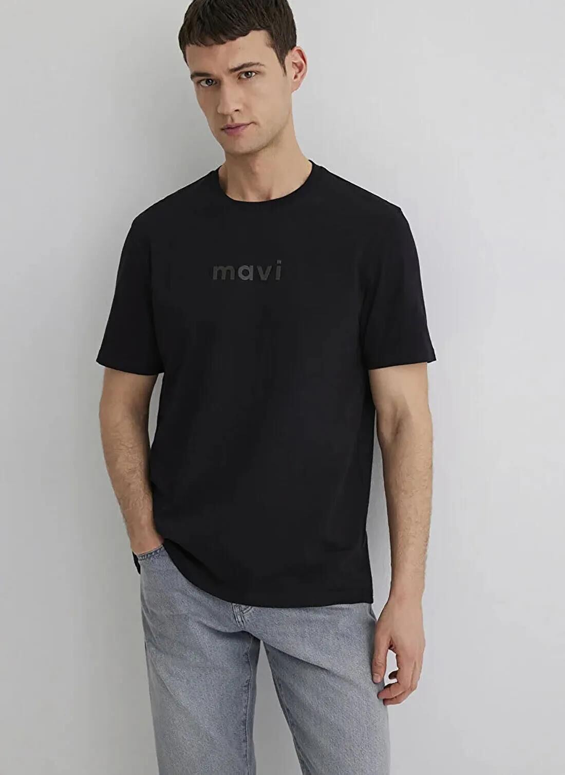 MAVİ BASKILI ERKEK T-SHIRT