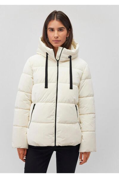 MAVİ KAPÜŞONLU CEKET KADIN KAPÜŞONLU MONT