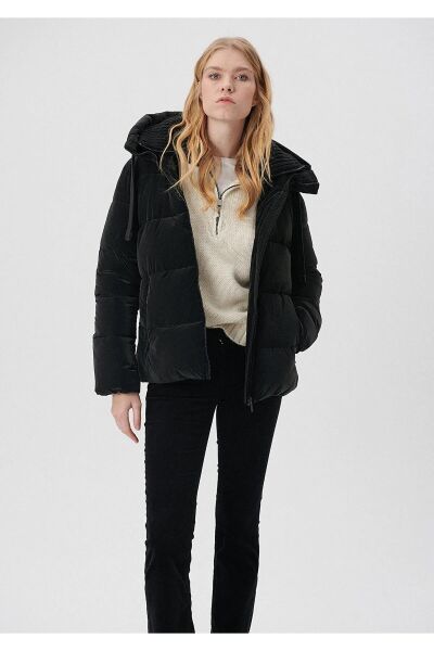 MAVİ KADIN KAPÜŞONLU MONT