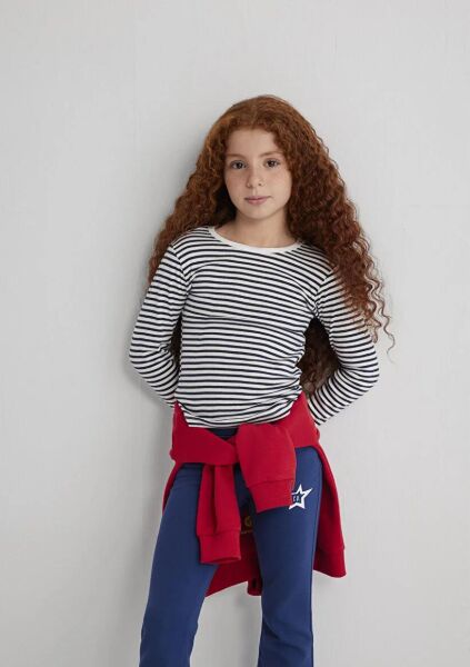 MAVİ ÇİZGİLİ UK TİŞÖRT KIZ ÇOCUK BASIC, SEMI BASIC