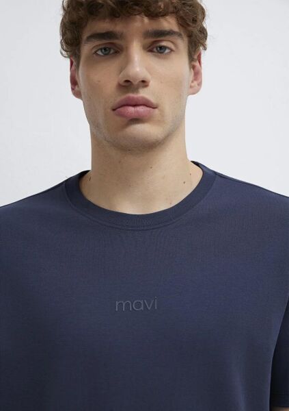 MAVİ BASKILI ERKEK LOGO T-SHIRT