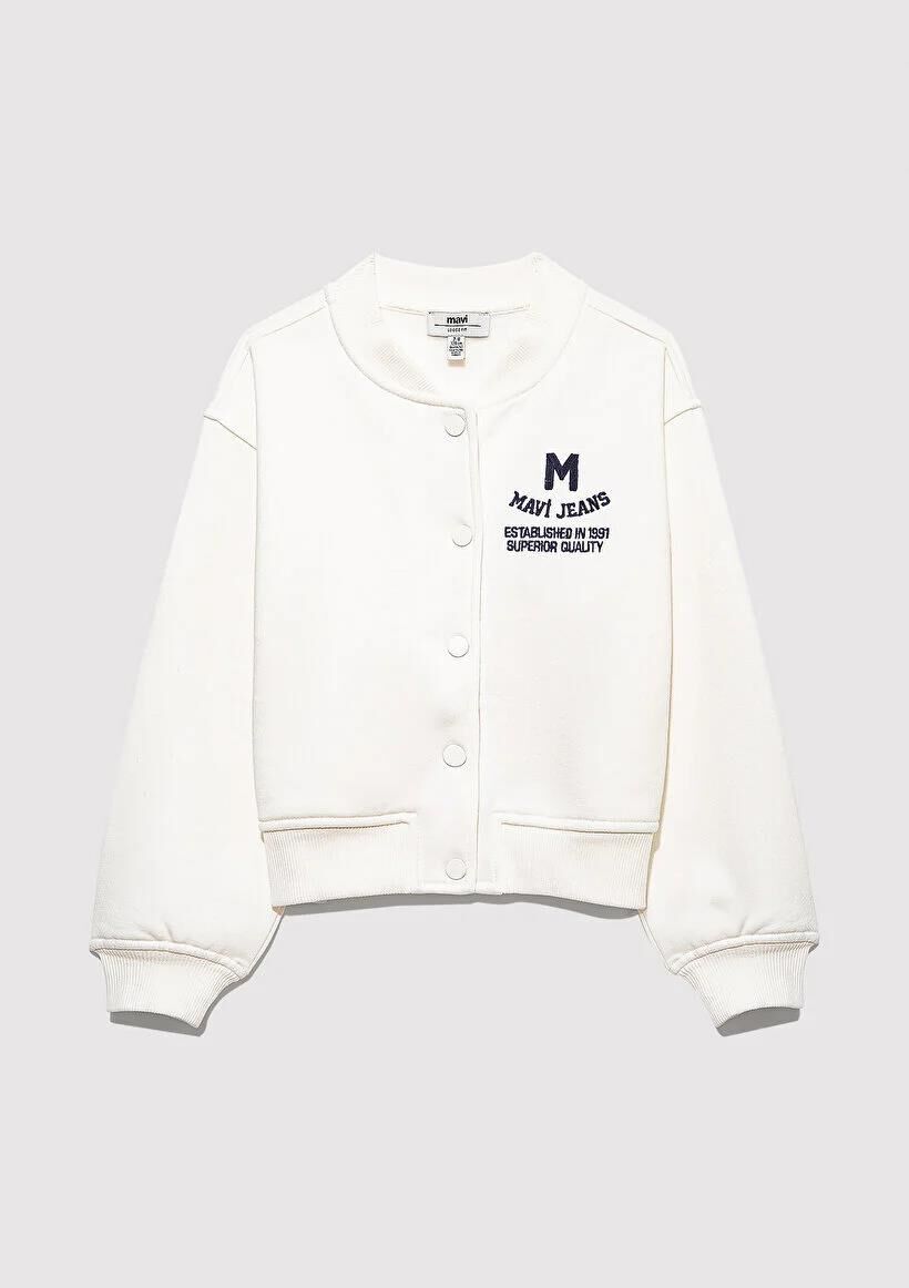 MAVİ M BASKILI ÖRME BOMBER CEKET KIZ ÇOCUK SWEATSHIRT