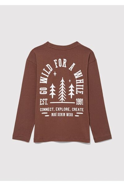MAVİ GO WILD FOR A WHILE BASKILI UZUN KOL ERKEK ÇOCUK UZUN KOL T-SHIRT