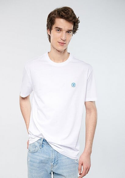 MAVİ LOGO NAKIŞLI TİŞÖRT ERKEK BASIC, SEMI BASIC