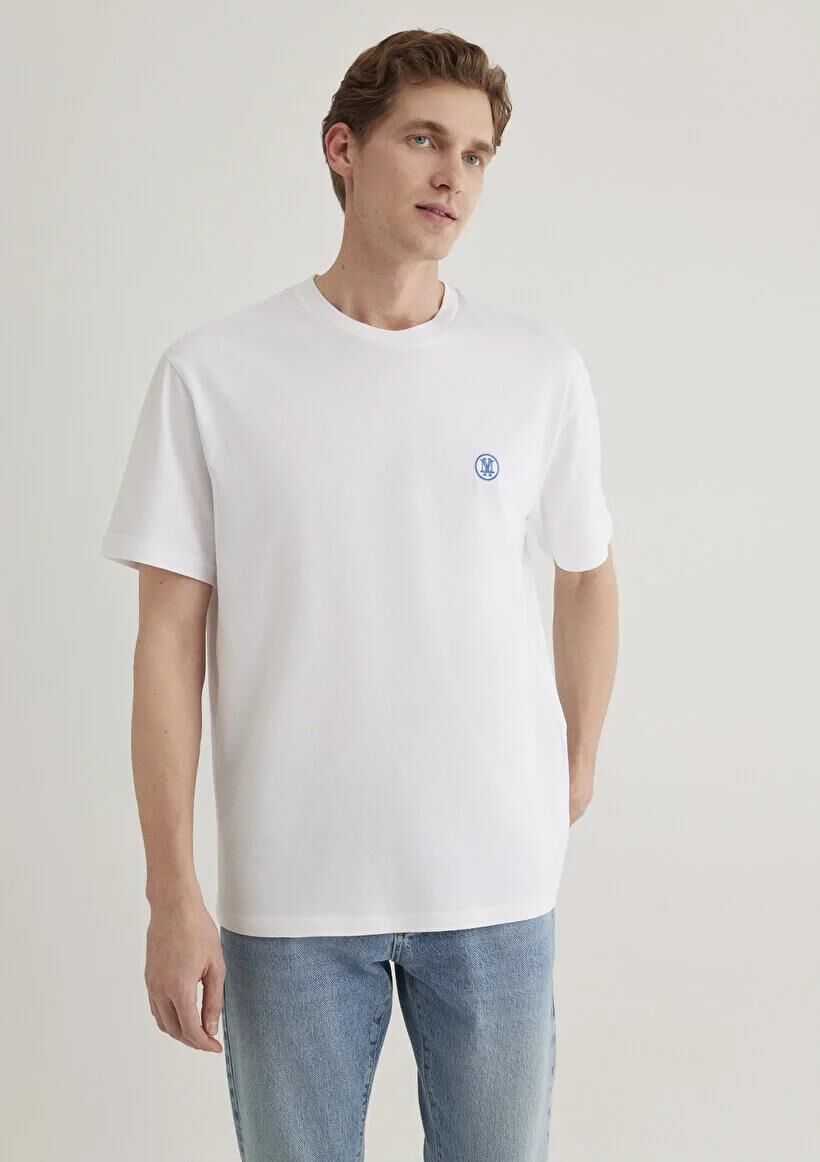 MAVİ LOGO NAKIŞLI TİŞÖRT ERKEK BASIC, SEMI BASIC