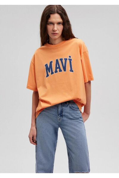 MAVİ BASKILI KADIN LOGO T-SHIRT