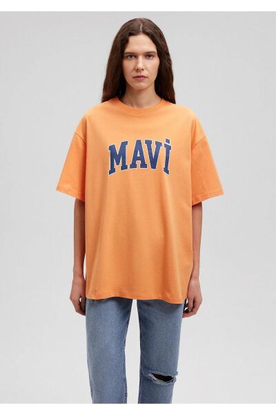 MAVİ BASKILI KADIN LOGO T-SHIRT