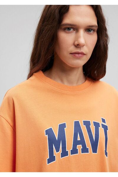 MAVİ BASKILI KADIN LOGO T-SHIRT