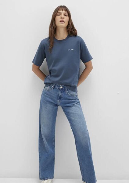 MAVİ MV BASKILI KADIN T-SHIRT