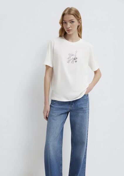 MAVİ KEDİ BASKILI KADIN TİŞÖRT