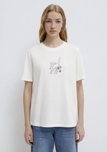 MAVİ KEDİ BASKILI KADIN TİŞÖRT