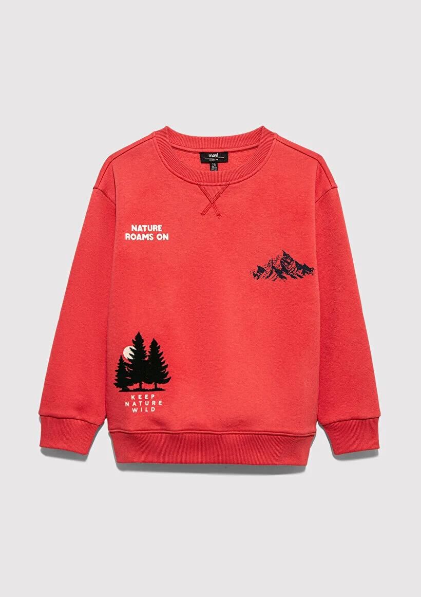 MAVİ NATURE ROAMS ON BASKILI ERKEK ÇOCUK SWEATSHIRT