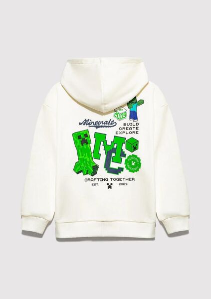 MAVİ MINECRAFT BASKILI KAPÜŞONLU ERKEK ÇOCUK SWEATSHIRT