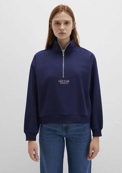 MAVİ YARIM FERMUARLI KADIN SWEATSHIRT
